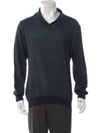 Pre-owned Luciano Barbera Collar Long Sleeve Polo Sweater In Blue