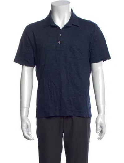 Pre-owned Luciano Barbera Collar Short Sleeve Polo Shirt In Blue