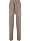 Luciano Barbera Elasticated-waist Tapered-leg Trousers In Brown