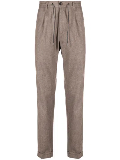 Luciano Barbera Elasticated-waist Tapered-leg Trousers In Brown