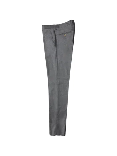 Luciano Barbera Flat-front Wool Trousers In Gray