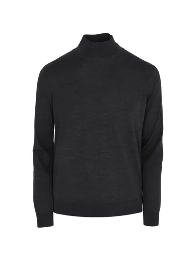 Luciano Barbera High-neck Fine-knit Sweater In Gray