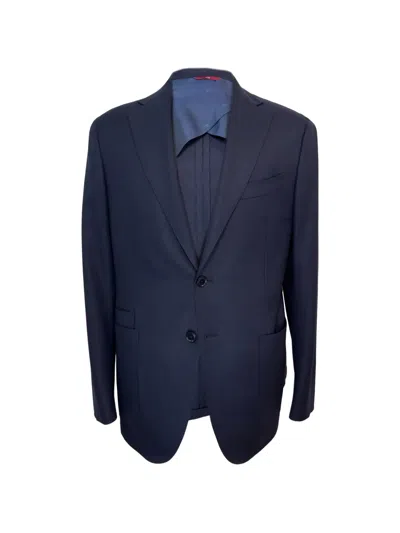 Luciano Barbera Hopsack Wool Jacket In Blue