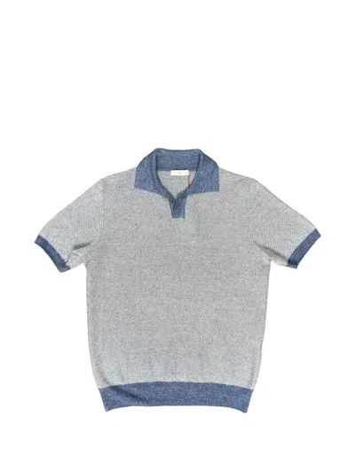 Luciano Barbera Johnny Knitted Polo Shirt In Gray