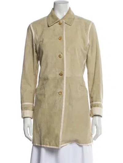 Pre-owned Luciano Barbera Leather Coat In Neutral