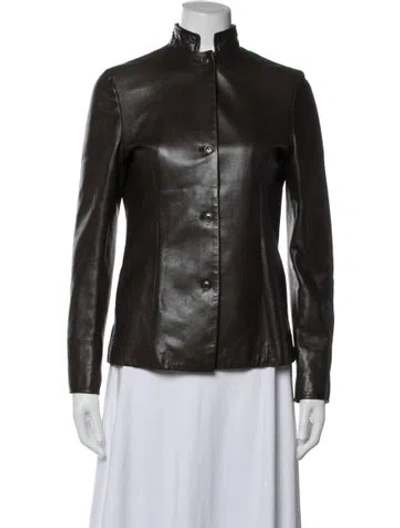 Pre-owned Luciano Barbera Leather Jacket In Brown