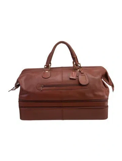 Pre-owned Luciano Barbera Leather Weekender Bag In Brown