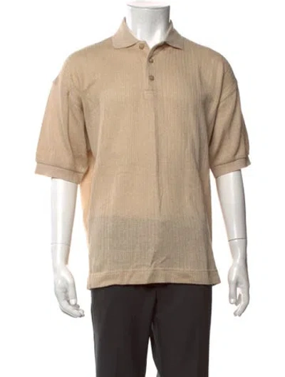 Pre-owned Luciano Barbera Linen Collar Polo Shirt In Neutrals
