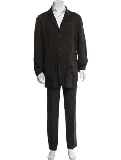 Pre-owned Luciano Barbera Linen Striped Two-piece Sport Coat In Black