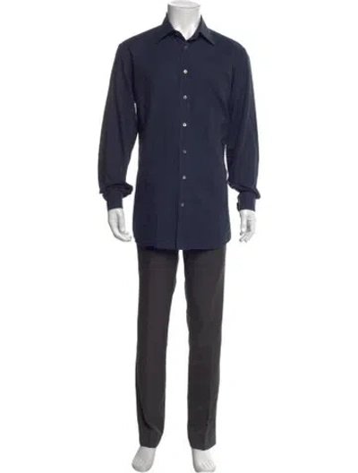 Pre-owned Luciano Barbera Long Sleeve Dress Shirt In Blue