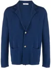 Luciano Barbera Long-sleeved Cotton Cardigan In Blue