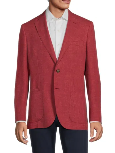 Luciano Barbera Men's Crosshatched Wool Blend Sportcoat In Red