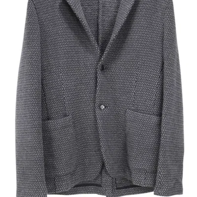 Luciano Barbera Men's Navy / Grey Knitted Sweater Sport Coats & Blazer In Black