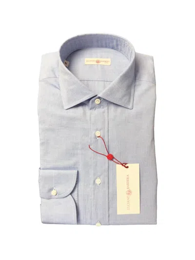 Luciano Barbera Mini-herringbone Point-collar Shirt In Gray