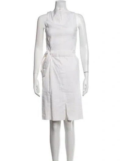 Pre-owned Luciano Barbera Mock Neck Knee-length Dress In Neutrals