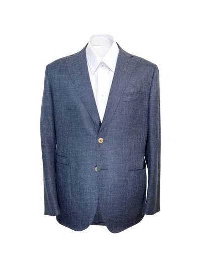 Luciano Barbera Notched-lapel Linen Jacket In Blue