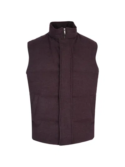 Luciano Barbera Padded Wool Vest In Burgundy