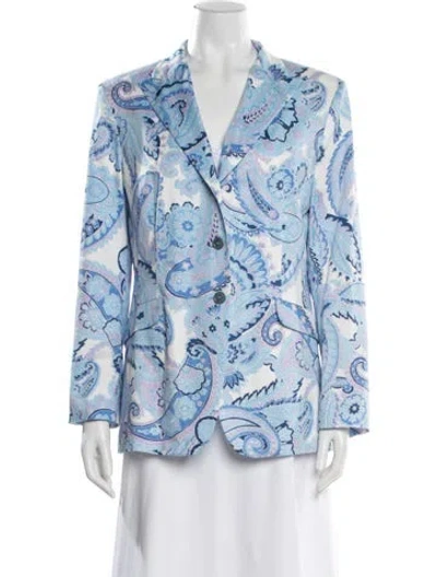 Pre-owned Luciano Barbera Paisley Print Blazer In Blue