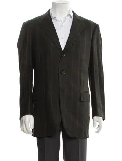 Pre-owned Luciano Barbera Plaid Print Blazer In Green