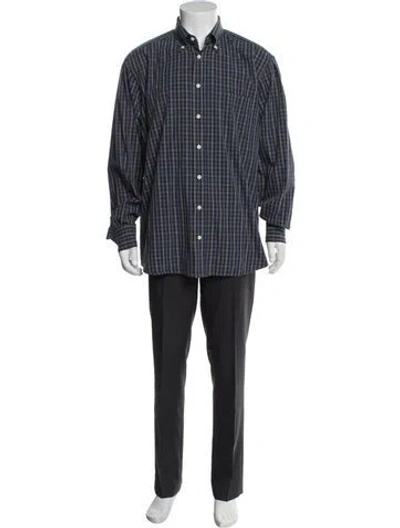 Pre-owned Luciano Barbera Plaid Print Long Sleeve Dress Shirt In Blue