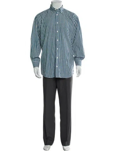 Pre-owned Luciano Barbera Plaid Print Long Sleeve Dress Shirt In Blue