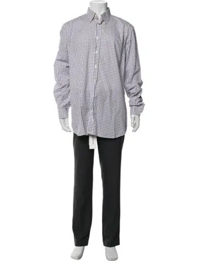 Pre-owned Luciano Barbera Plaid Print Long Sleeve Dress Shirt In Grey