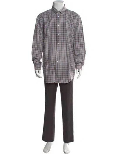 Pre-owned Luciano Barbera Plaid Print Long Sleeve Dress Shirt In Multi