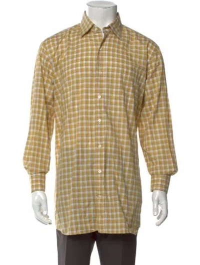 Pre-owned Luciano Barbera Plaid Print Long Sleeve Dress Shirt In Multi