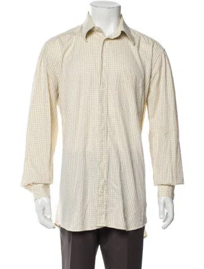 Pre-owned Luciano Barbera Plaid Print Long Sleeve Dress Shirt In Neutral