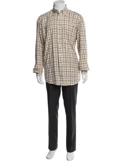 Pre-owned Luciano Barbera Plaid Print Long Sleeve Shirt In Blue