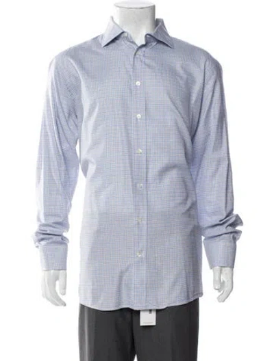 Pre-owned Luciano Barbera Plaid Print Long Sleeve Shirt In Blue