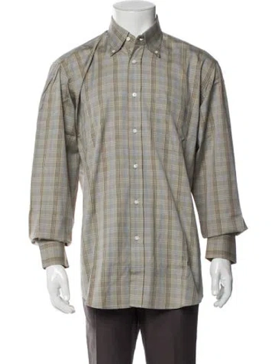 Pre-owned Luciano Barbera Plaid Print Long Sleeve Shirt In Neutral