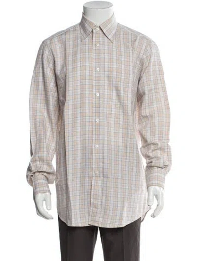 Pre-owned Luciano Barbera Plaid Print Long Sleeve Shirt In Neutral