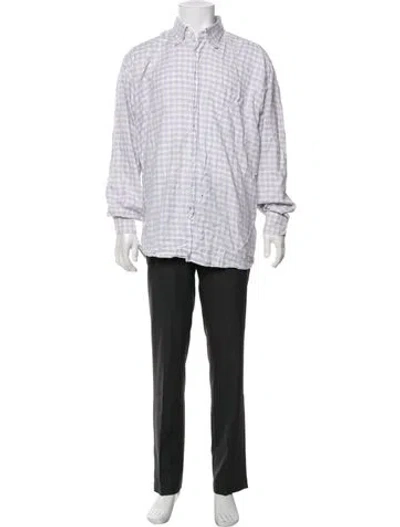 Pre-owned Luciano Barbera Plaid Print Long Sleeve Shirt In White