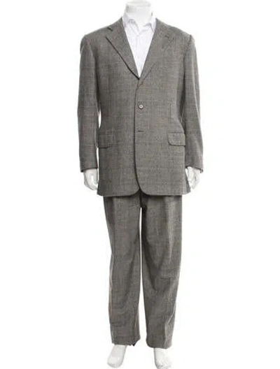 Pre-owned Luciano Barbera Plaid Print Two-piece Suit In Grey