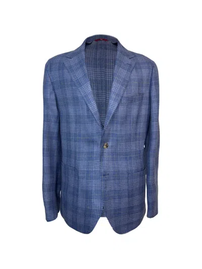 Luciano Barbera Plaid-pattern Notch-lapel Blazer In Blue