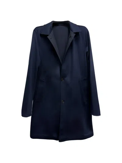 Luciano Barbera Reversible Cashmere Coat In Blue