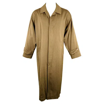 Pre-owned Luciano Barbera Size 36 Brown Heather Wool Hidden Buttons Coat