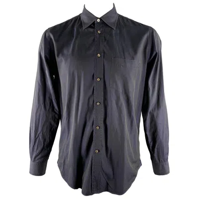 Pre-owned Luciano Barbera Size L Navy Embroidery Long Sleeve Shirt In Blue