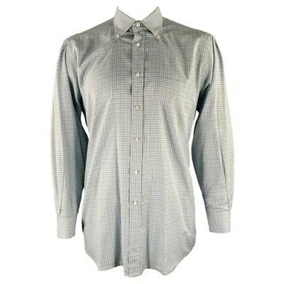 Pre-owned Luciano Barbera Size Xxl Blue Green & Yellow Gingham Cotton Long Sleeve Shirt