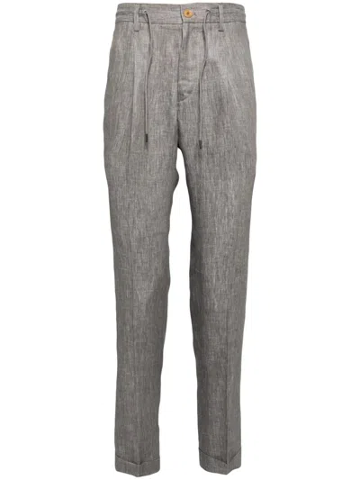 Luciano Barbera Slim-cut Linen Chino Trousers In Gray