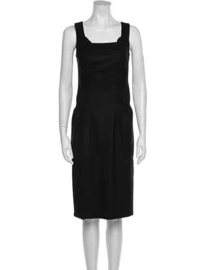 Pre-owned Luciano Barbera Square Neckline Midi Length Dress In Black