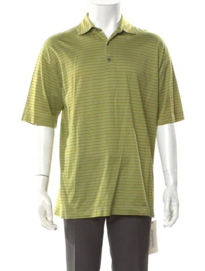 Pre-owned Luciano Barbera Striped Collar Polo Shirt In Green