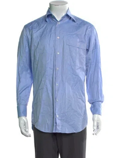Pre-owned Luciano Barbera Striped Long Sleeve Dress Shirt In Blue