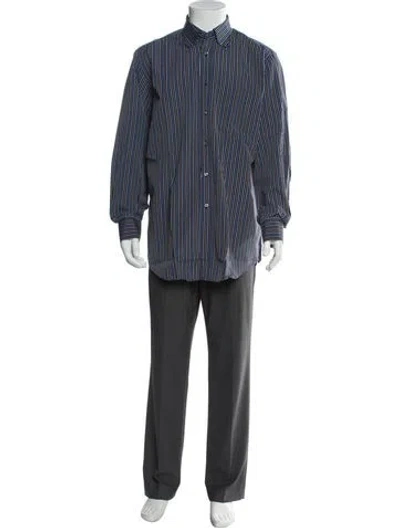 Pre-owned Luciano Barbera Striped Long Sleeve Shirt In Blue