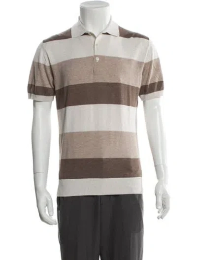 Pre-owned Luciano Barbera Striped V-neck Polo Shirt In Neutral