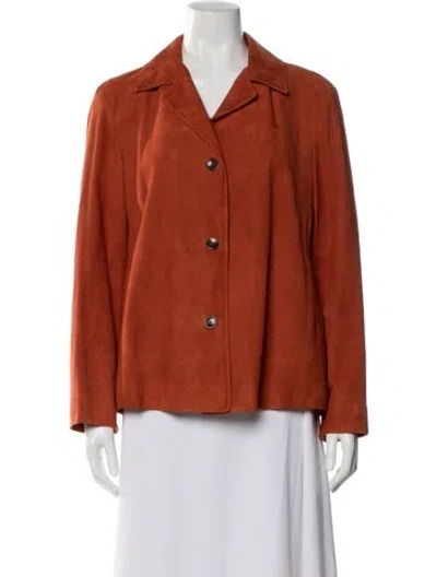 Pre-owned Luciano Barbera Suede Coat In Orange