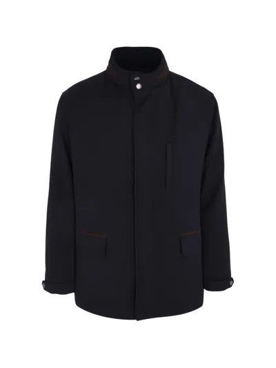 Luciano Barbera Techno High-neck Coat In Black