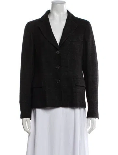 Pre-owned Luciano Barbera Tweed Pattern Blazer In Black