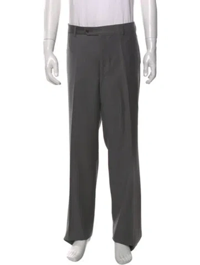 Pre-owned Luciano Barbera Virgin Wool Dress Pants In Gray